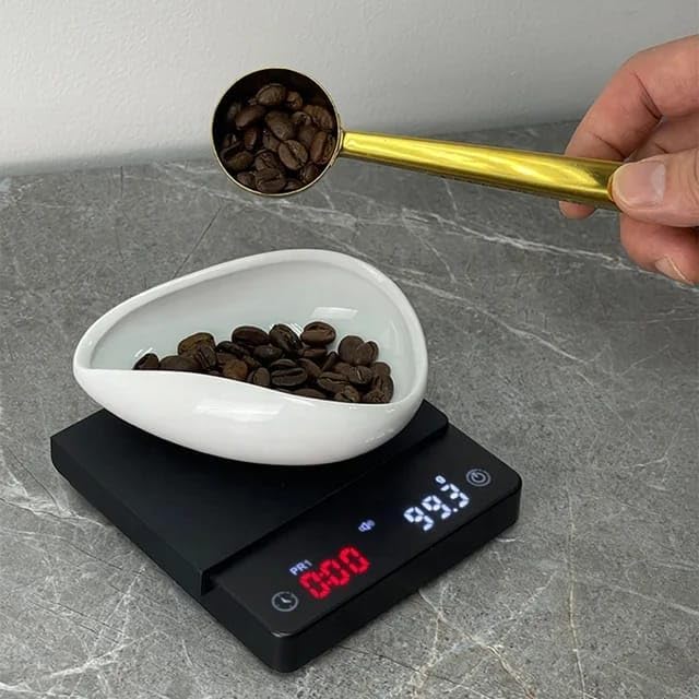 Liying Porcelain Coffee Beans Dosing Cup, For Coffee Bar Accessories, Coffee Bean Weighing (White)