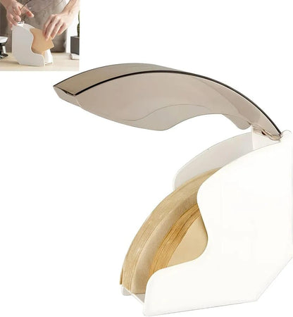 Coffee Filter Holder, 2.5 x 4.9 x 5.2 cm, Dustproof Cover, Stores 100 Filters