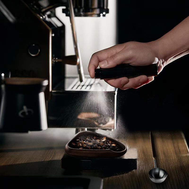 Liying 01Pcs set Coffee Beans Dosing Cup with Spoon and Spray Bottle Kit For Espresso, Walnut Coffee Dosing Tray and Coffee Spray Bottle For Reducing Coffee Power