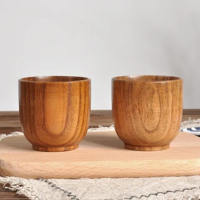 Liying 3Pcs Wooden Tea & Coffee Cup 100ml, Japanese Tea Cup Solid Wood Drinking Cup Teacup Glass for Milk, Hot Drinks