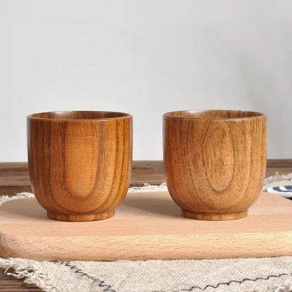 Liying 3Pcs Wooden Tea & Coffee Cup 100ml, Japanese Tea Cup Solid Wood Drinking Cup Teacup Glass for Milk, Hot Drinks