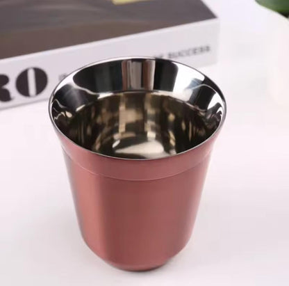 Liying Stainless Steel Espresso Cup Double Wall Insulated Coffee Mug 160ml Metal Cup for Milk, Tea Cups, Office Water Mugs (Rose Gold)