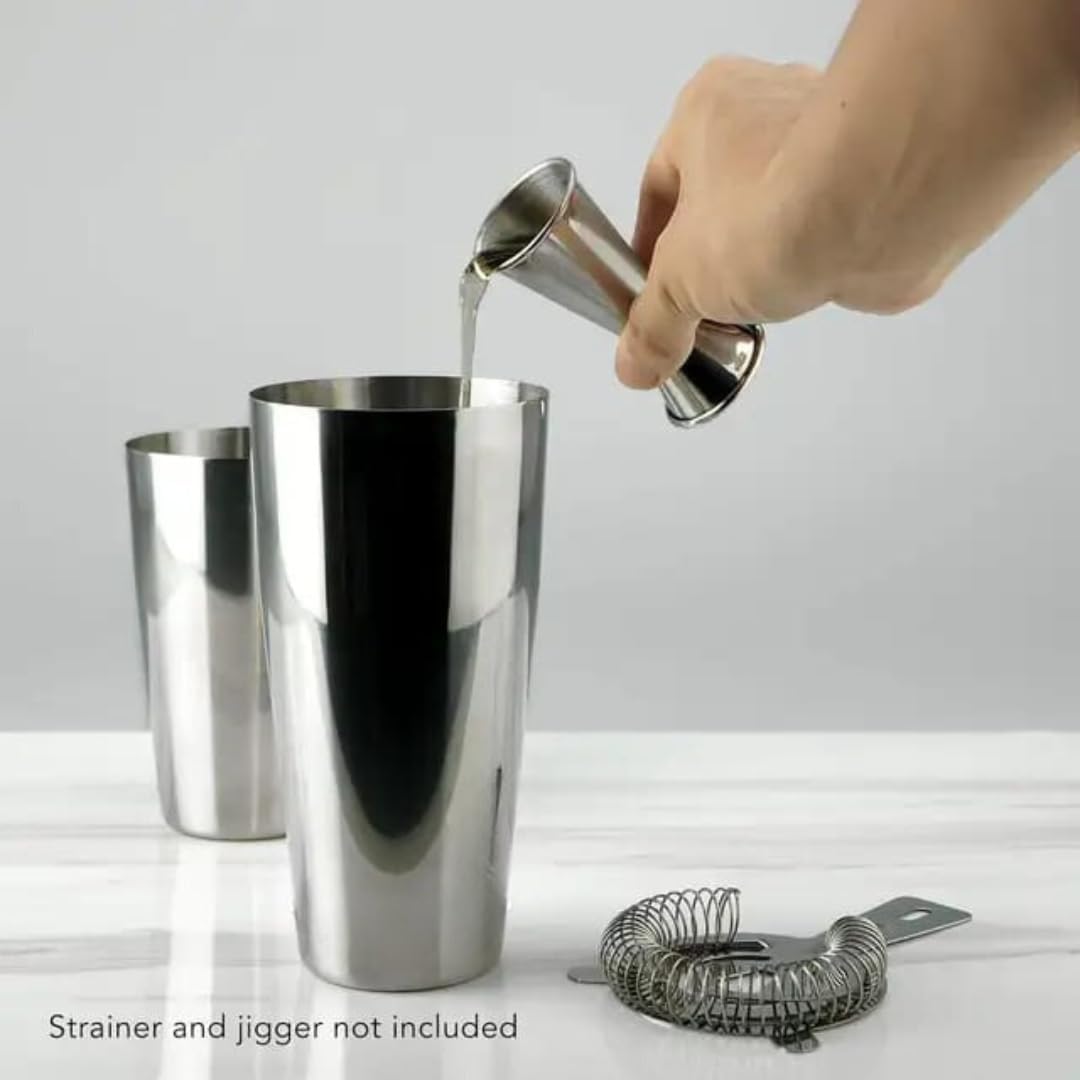 Liying Stainless Steel Boston Cocktail Shaker 750ml, Drink Mixer with Built-in Strainer for Mixing Drinks Margaritas (Silver)
