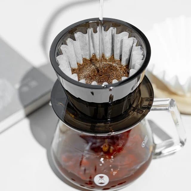 Liying V01 Acrylic Coffee Dripper, 1-2 Cups, Pour Over Coffee Maker, Reusable Coffee Filter Cup, Black