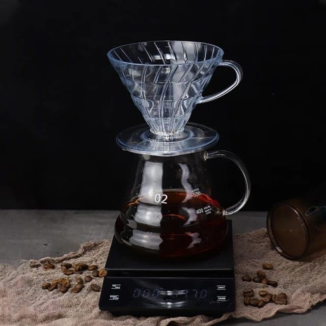 Liying V-01 Acrylic Pour Over Coffee Dripper, 1-2 Cups, Reusable Filter, Slow Brewing Accessories