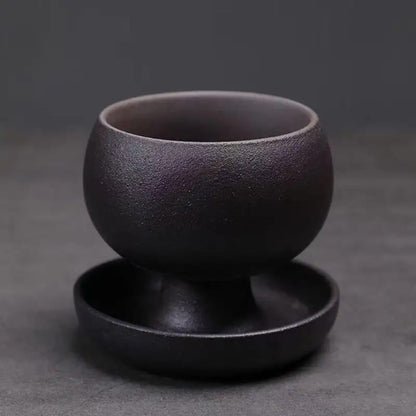 Liying Vintage Shine Ceramic Coffee Cup 100ml, Handmade Art design cup for coffee, Cappuccino, Tea (Black)