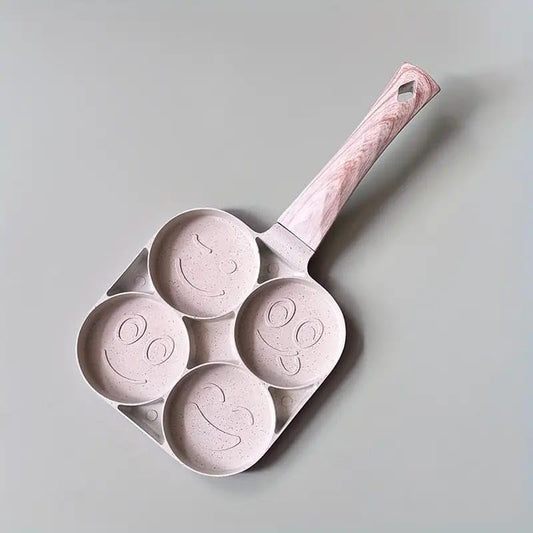 Liying Smiley Face Pancake Griddle Pan, 4 Mini Faces, Nonstick, 35cm x 18cm