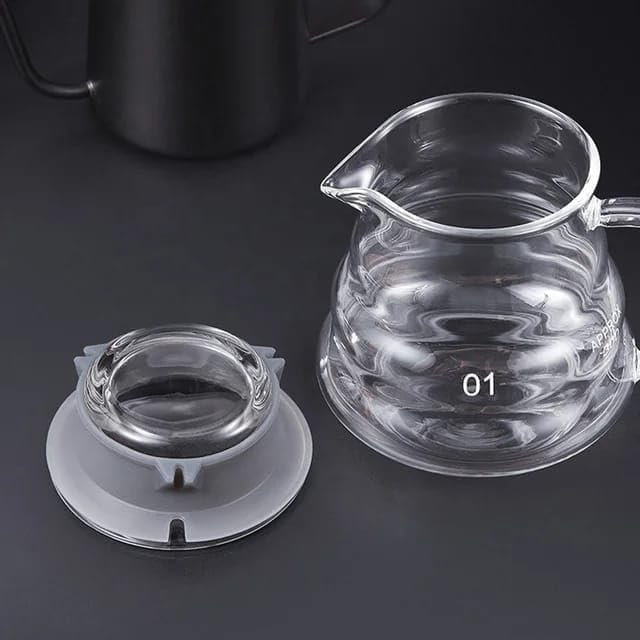 Liying Clear Glass Range Coffee Server (300ML) Carafe with Lid for Pour Over Tea & Coffee Maker, Heat Resistant Glass…