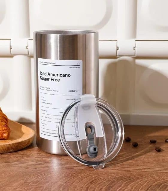 Liying 500mlStainless Steel Coffee Tumbler with Straw and Lid Sealed Carry on, Glass Iced Coffee Cup, Leak-Proof Tumbler Cup, Reusable Smoothie Mugs for Cold & Hot Drinks, Coffee, Tea (Silver)