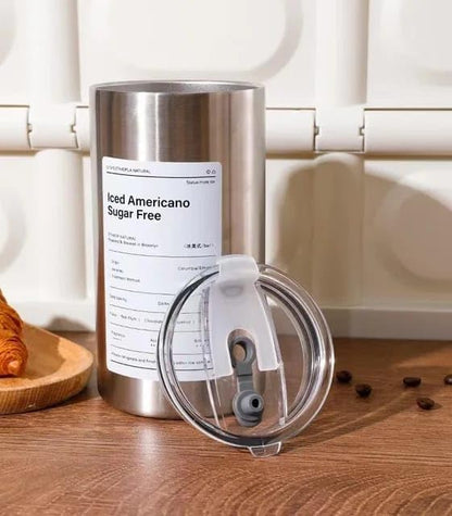 Liying 500mlStainless Steel Coffee Tumbler with Straw and Lid Sealed Carry on, Glass Iced Coffee Cup, Leak-Proof Tumbler Cup, Reusable Smoothie Mugs for Cold & Hot Drinks, Coffee, Tea (Silver)