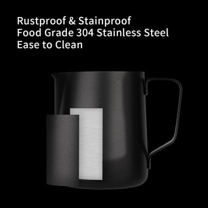 Liying Stainless Steel Milk Frothing Pitcher 550ml - Espresso Steaming Pitcher for Cappuccino, Latte Art, Coffee Machine Accessories Milk Jug Milk Frother Cup, Black
