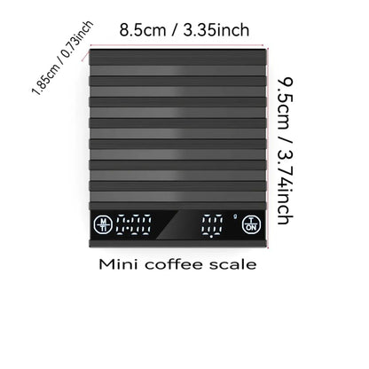 Liying Digital Mini Coffee Scale with Timer, Portable 2kg/0.1g High Precision Rechargeable Drip Espresso Scale with Tare Function for Espresso and Pour-Over Coffee(Black)