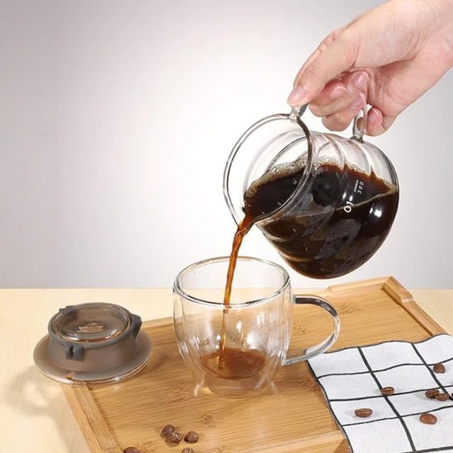 Liying Clear Glass Range Coffee Server (300ML) Carafe with Lid for Pour Over Tea & Coffee Maker, Heat Resistant Glass…