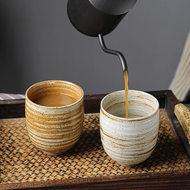 Liying Vintage Ceramic Coffee Cup 175ml, Handmade Art design cup for coffee, Cappuccino, Tea #4 (Dark Brown)
