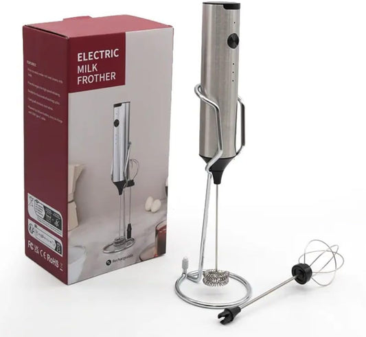 Liying Milk Frother Rechargeable with Stand, Handheld Frother Wand for Coffee with 3 Heads 3 Speed, Powerful Hand Mixer Electric Whisk for Latte, Cappuccino, Frappe, Matcha, Hot Chocolate, Keto Diet