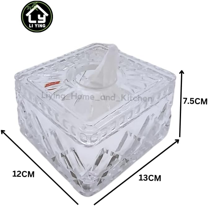 Liying 1Pcs Square Shape Crystal Tissue Box Glass for Table Top, Crystal Napkin Holder, Table Top Decor, Car Decoration Rustic Tissue Case #1