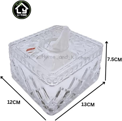 Liying 1Pcs Square Shape Crystal Tissue Box Glass for Table Top, Crystal Napkin Holder, Table Top Decor, Car Decoration Rustic Tissue Case #1