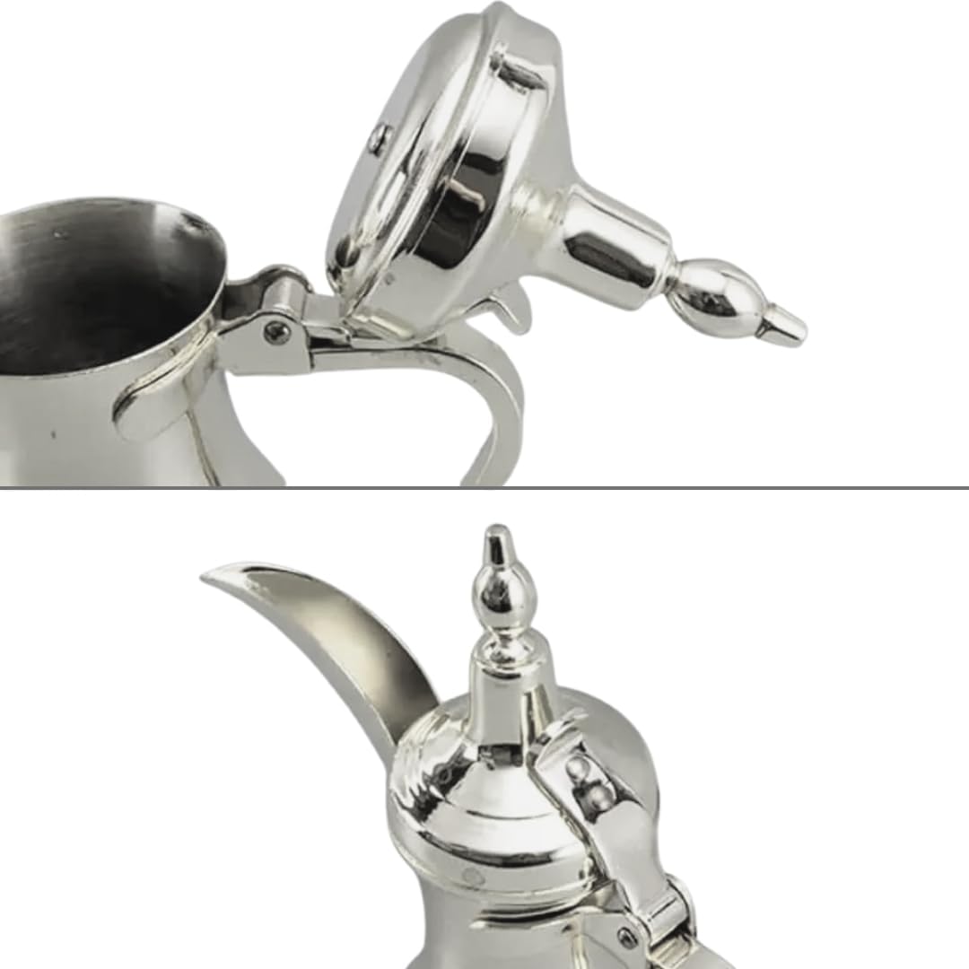 Liying Stainless Steel Arabic Coffee Pot 18 oz, Durable Coffee Maker for Kitchen, Outdoor, Camping, Backpacking, Stovetop safe (Silver)