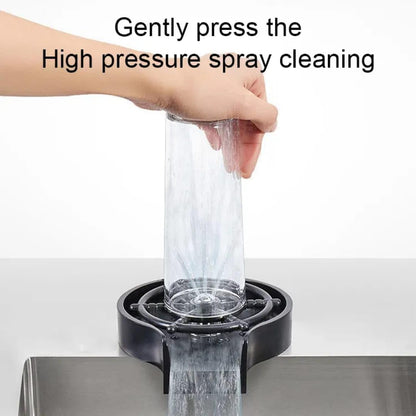 Liying Glass Rinser For Kitchen Sink - Plastic base, Faucet Cup Rinser Cleaner Kitchen Sink Bottle Washer For Bar, Matte Black, Grey