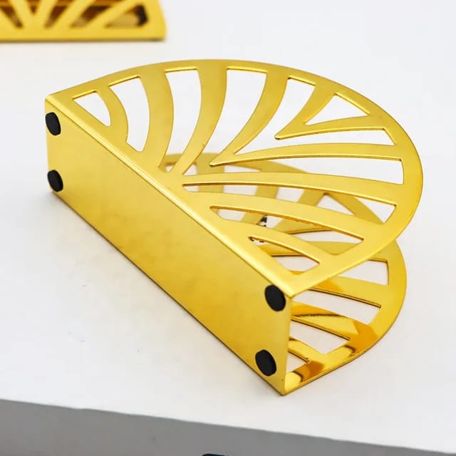 Liying Stainless Steel Curved Napkin Holder 13cm x 9cm x 4cm Hollow out Design for Kitchen Home Restaurant Gold Dispensers and storage Organizer