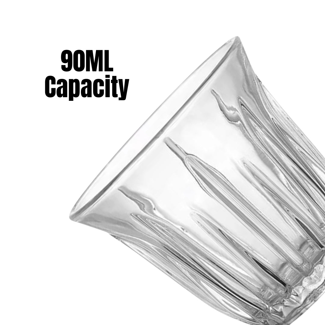 Liying Espresso Cups Set of 6 Clear Glass Cups 90ml for Coffee Milk Insulated Shot Glasses Regular Espresso Accessories for Coffee Shop Home Kitchen and bar Glass Cups