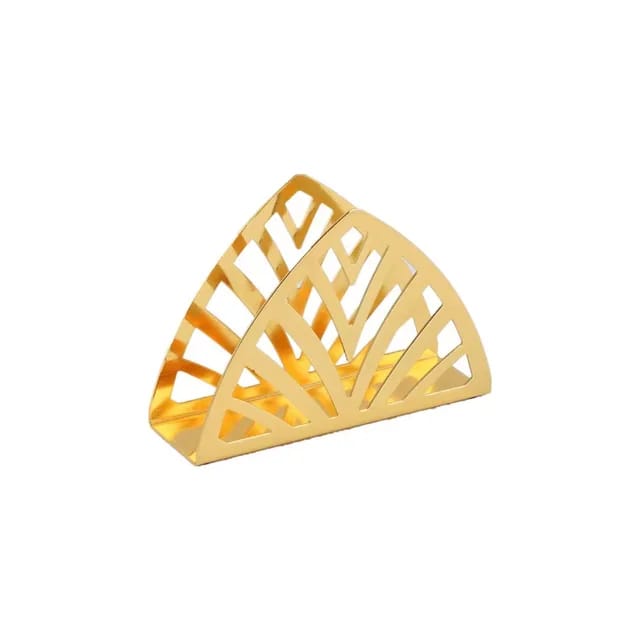 Liying Stainless Steel Triangle Napkin Holder 13cm x 9cm x 4cm Hollowout Design for Kitchen Dining Gold Dispensers and storage Organizer