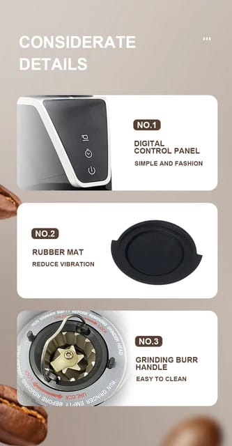 Liying Electric Coffee Grinder for Espresso Coffee and Manual Coffee Brewing, Grind Size from Espresso to Cold Brew Grind Size for Home and Coffee shop Cafe Restaurant Black Coffee Grinder