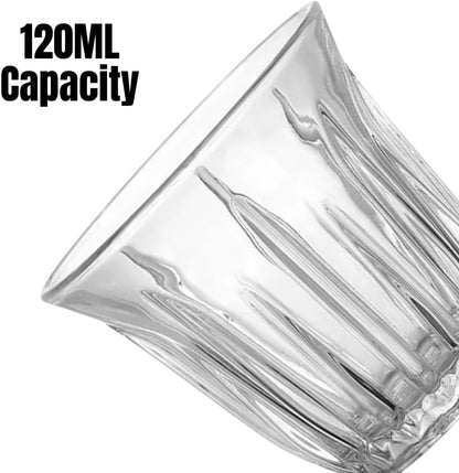 Liying Espresso Cups Set of 6 Clear Glass Cups 120ml for Coffee/Milk Insulated Shot Glasses Regular Espresso Accessories for CoffeeShop, Home, Kitchen and bar