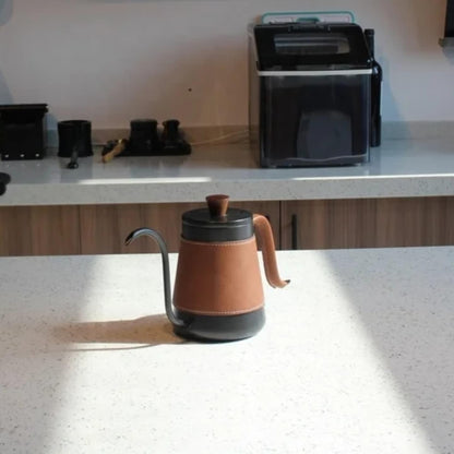 Liying 400ml Stainless Steel Gooseneck Kettle with Beef skin Cover, Drip Coffee Kettle for Home, Camping, Kitchen, Coffee Shop