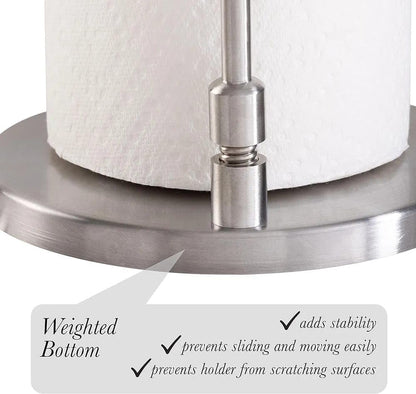Liying Paper Towel Holder, Stainless Steel Standing Paper Towel Organizer Roll Dispenser for Kitchen Countertop Home Dining Table Roll Dispenser with Weighted Base