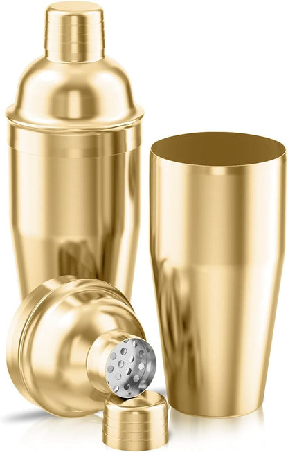 Liying Stainless Steel Cocktail Shaker 500ml, Drink Mixer with Built-in Strainer for Mixing Drinks Margaritas (Gold)