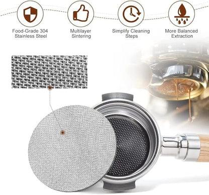 Liying 2Pcs 58mm Espresso Puck Screen - Food-grade 316 Stainless Steel Espresso Filter - 0.8mm Thickness - Reusable Espresso Screen Filter Mesh for Espresso Portafilter