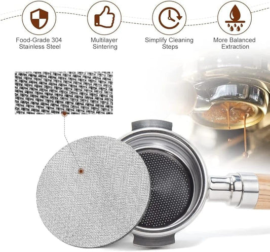 Liying 2Pcs 58mm Espresso Puck Screen - Food-grade 316 Stainless Steel Espresso Filter - 0.8mm Thickness - Reusable Espresso Screen Filter Mesh for Espresso Portafilter