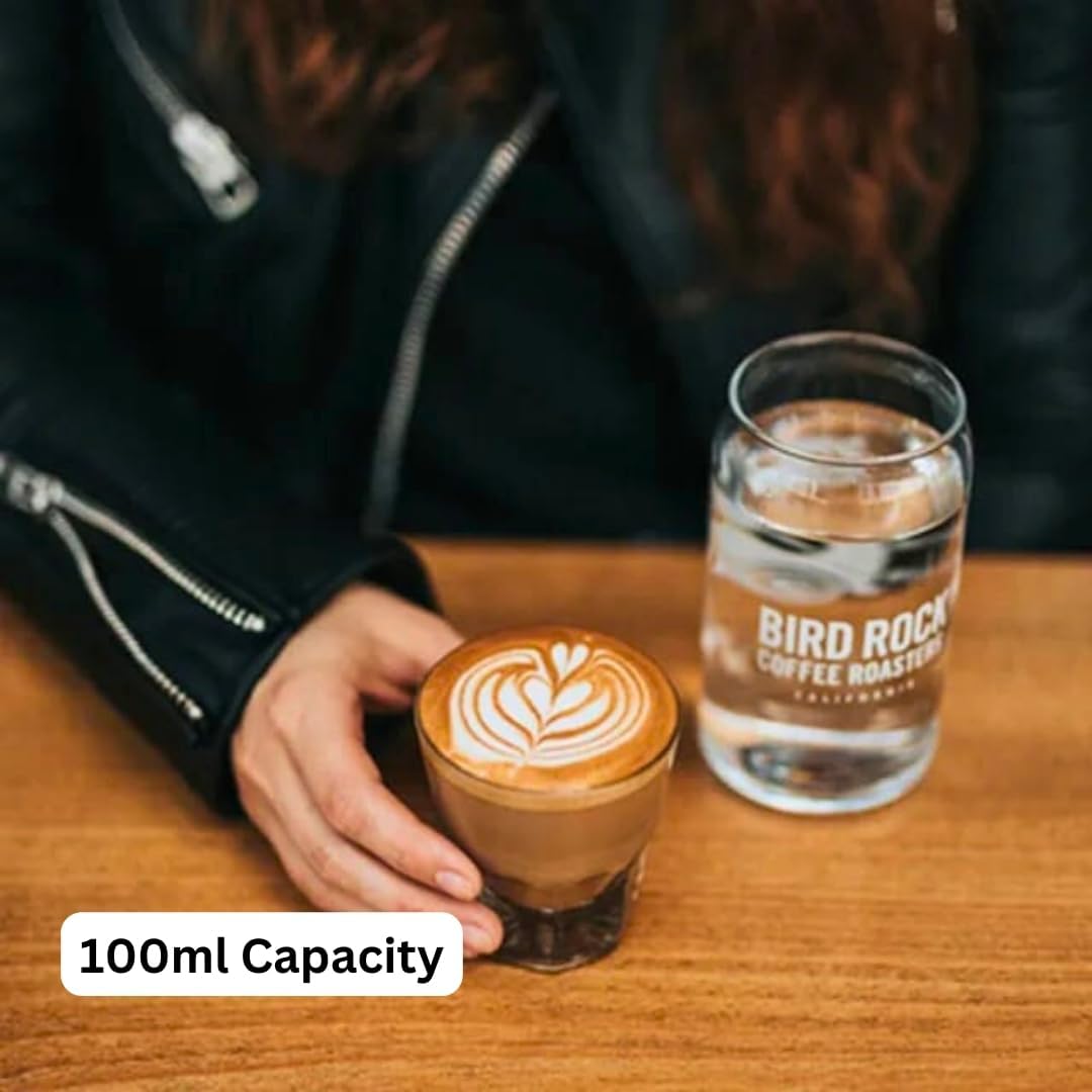 Liying Cortado Cups Set of 6 Clear Glass Cups 100ml for Coffee/Milk Insulated Shot Glasses Regular Espresso Accessories for CoffeeShop, Home, Kitchen and bar