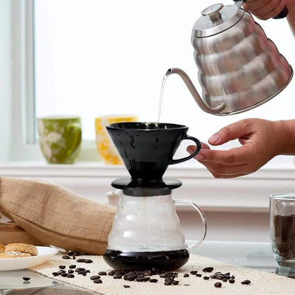 Liying Ceramic Coffee Dripper, Pour Over Coffee Maker for 1-2 Cups, V60 Filter, Black (Small)