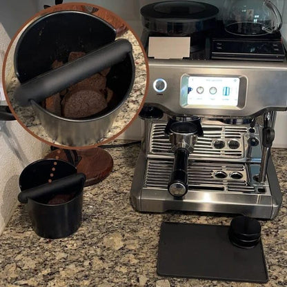 Liying Big Coffee Knock Box Shock-Absorbent Durable Barista Style With Removable Knock Bar and Non-Slip Base (Black)