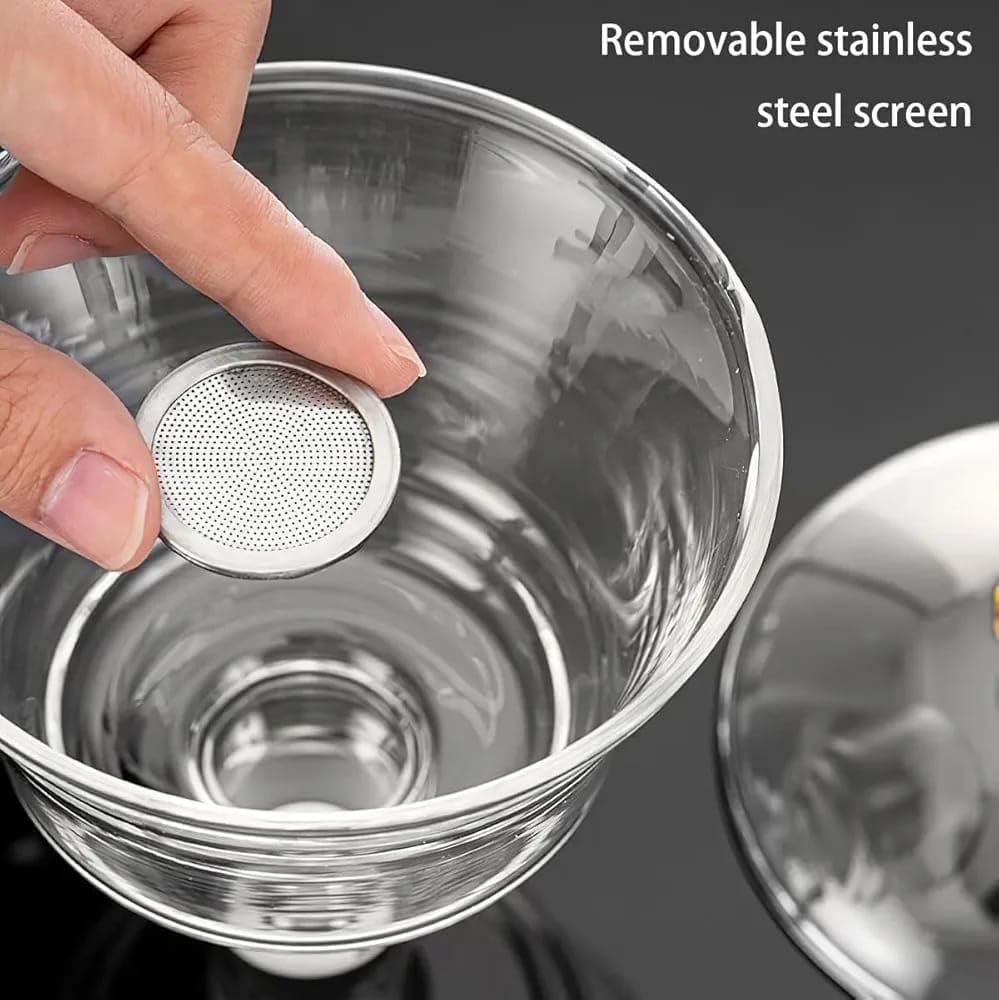Liying Kungfu Glass Tea Set Magnetic Water Diversion Rotating Cover Bowl Semi-Automatic Glass Teapot Suit (white) #1