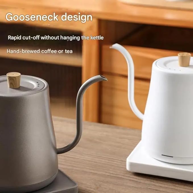 Liying Wooden handle design Gooseneck Electric Pour Over Kettle with Temperature Control, Tea & Pour Over Coffee Kettle Stainless Steel Auto Shutoff Boil Dry Protection 0.8L Electric Kettle