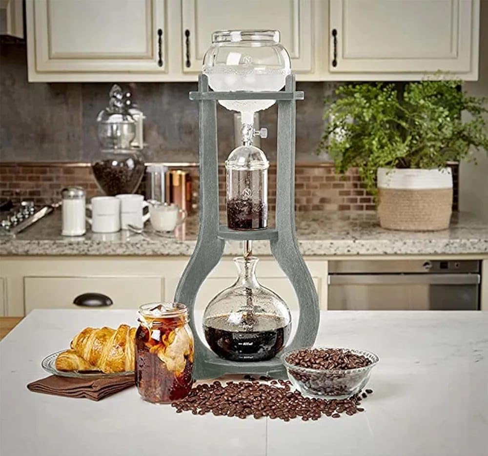 Liying Cold Brew Coffee and Tea Maker, 800ml, Dripper with Adjustable Water Flow, Stainless Steel Filter, Borosilicate Glass (Grey)