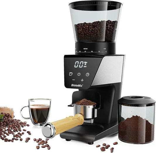 Liying Electric Coffee Grinder for Espresso Coffee and Manual Coffee Brewing up to 12 cups, Grind Size from Espresso to Cold Brew Grind Size,for Home and Coffee shop, Cafe, Restaurant (Black)