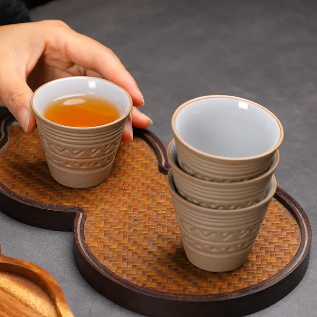 Liying 4Pcs handmade Ceramic Coffee Cup, Espresso Cup 50ml for Turkish, Tea, coffee Eco-Friendly Unique Gift for Home, Weddings