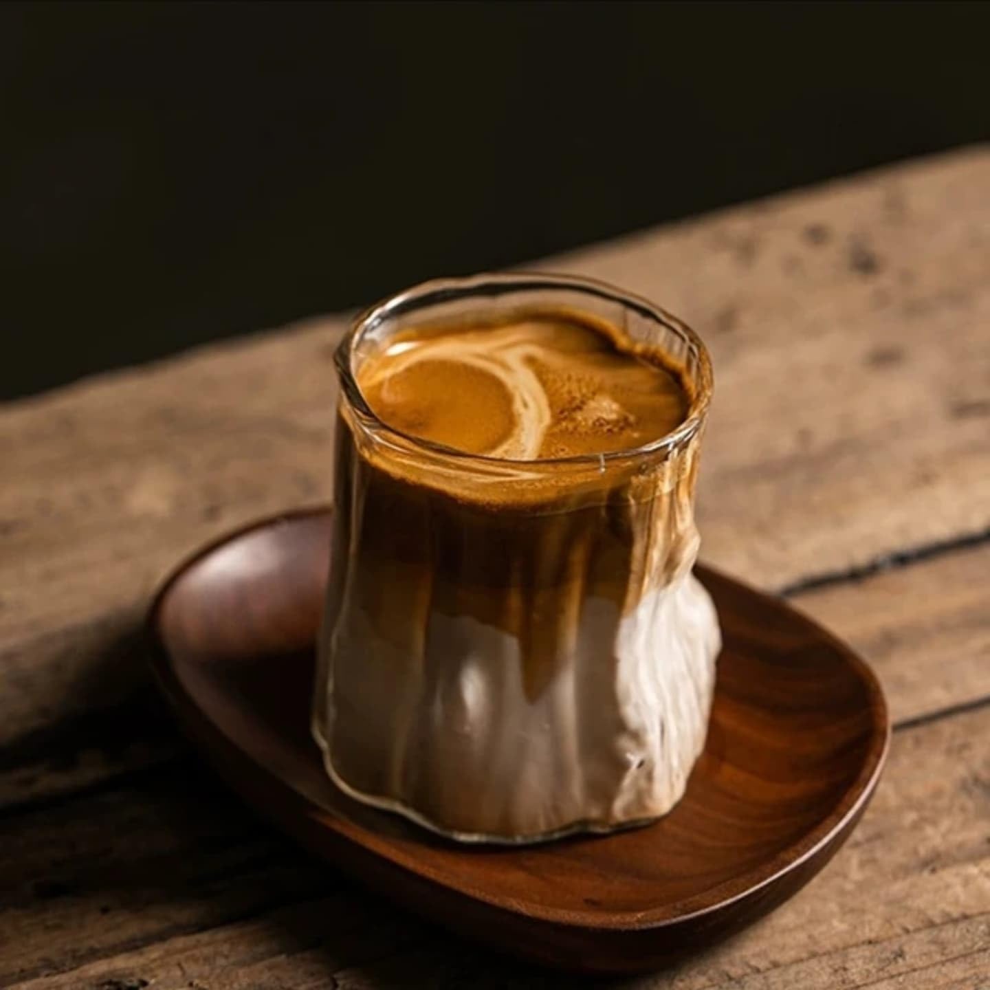 Liying 3Pcs Stump Design Coffee Cup, 275ml Glass Cup, Large Wide Mouth Clear Glass Tea Cup Aesthetic Stripe Glassware for Coffee, Tea, Dessert, Beverage