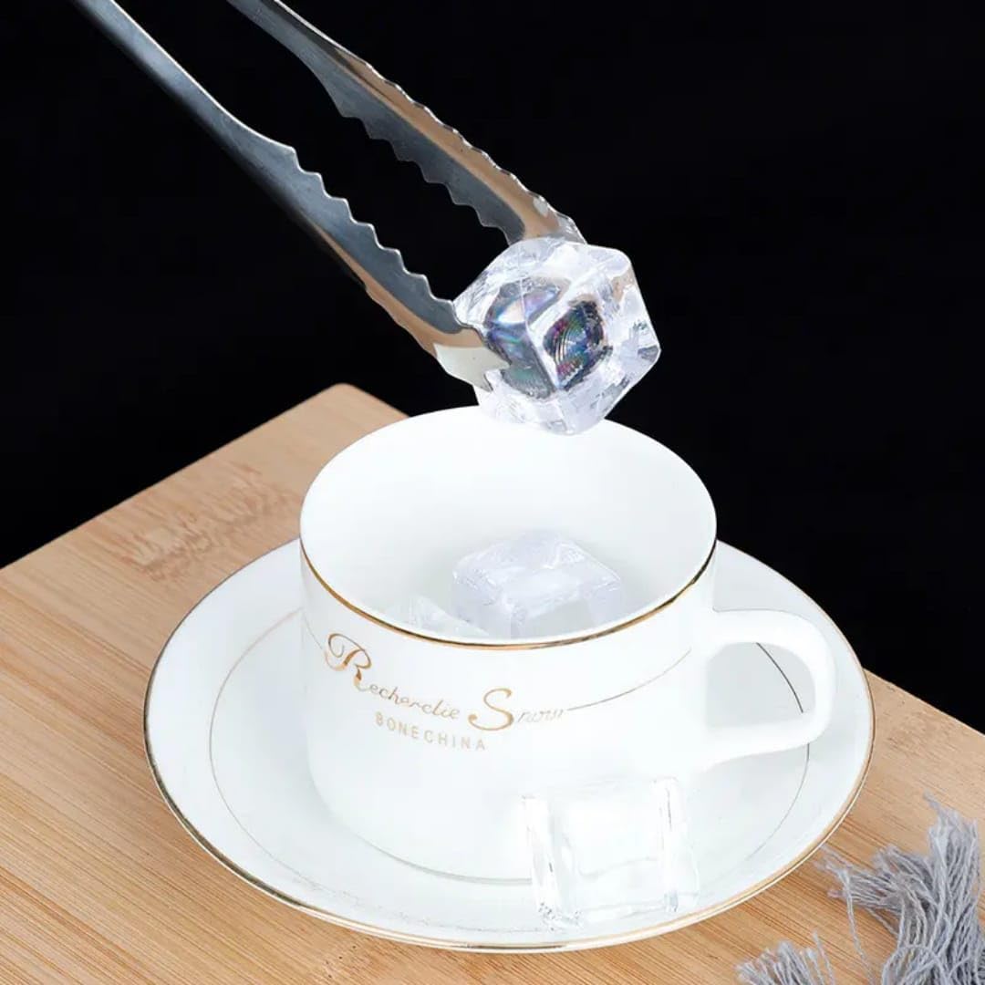 Liying 2Pcs Ice Tongs for Ice Bucket 15cm - Premium 18/8 Stainless Steel Ice Tongs with Teeth for Ice Sugar Cubes Tea Party Coffee Bar Serving