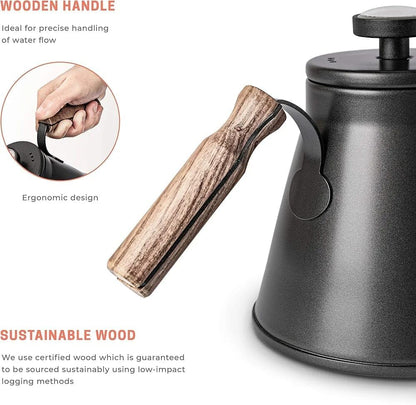 Liying 1000ml Coffee Kettle, Gooseneck Spout Pots for Drip, Coffee French Press and Tea Suitable for Stove and Any Heat Source