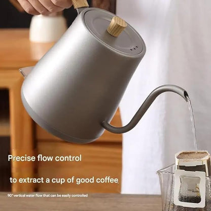 Liying Wooden handle design Gooseneck Electric Pour Over Kettle with Temperature Control, Tea & Pour Over Coffee Kettle Stainless Steel Auto Shutoff Boil Dry Protection 0.8L Electric Kettle
