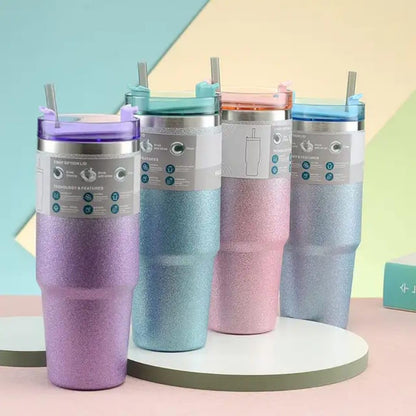 Liying 30 oz Tumbler with Handle, Stainless Steel Insulated Tumbler with Lid and Straw, Double Wall Vacuum Insulated Coffee Mug Tumbler,Insulated Coffee Thermal Cup for Cold and Hot (Purple)