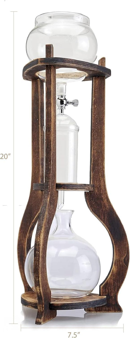 Liying Cold Brew Coffee and Tea Maker, 800ml, Dripper with Adjustable Water Flow, Stainless Steel Filter, Borosilicate Glass