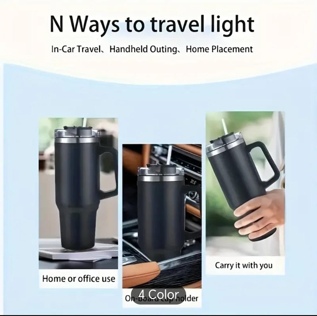 Liying 40 oz S.Tumbler with Handle and Straw - Cold-11h & Hot-7H, Insulated Cup Travel Tumbler with Flip Lid, Protective Boot, Carrying Case, Stainless Steel Tumbler Water Bottle (Black) #1