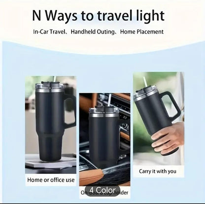 Liying 40 oz S.Tumbler with Handle and Straw - Cold-11h & Hot-7H, Insulated Cup Travel Tumbler with Flip Lid, Protective Boot, Carrying Case, Stainless Steel Tumbler Water Bottle (Black) #1