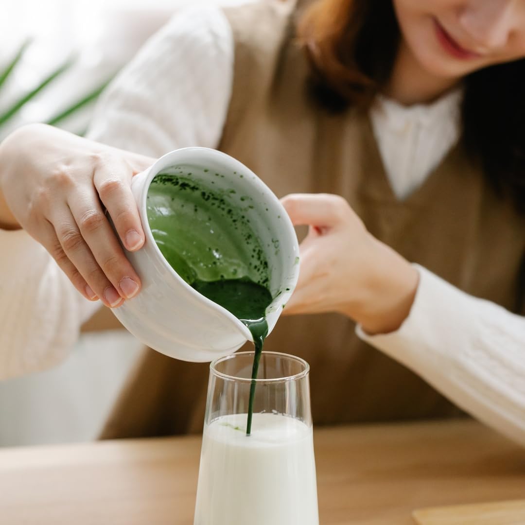 Liying Japanese Pottery Tea Ceremony Matcha Bowl Hand Made Porcelain with White Matte Glaze For Perfectly Whisked Matcha Green Tea (White)